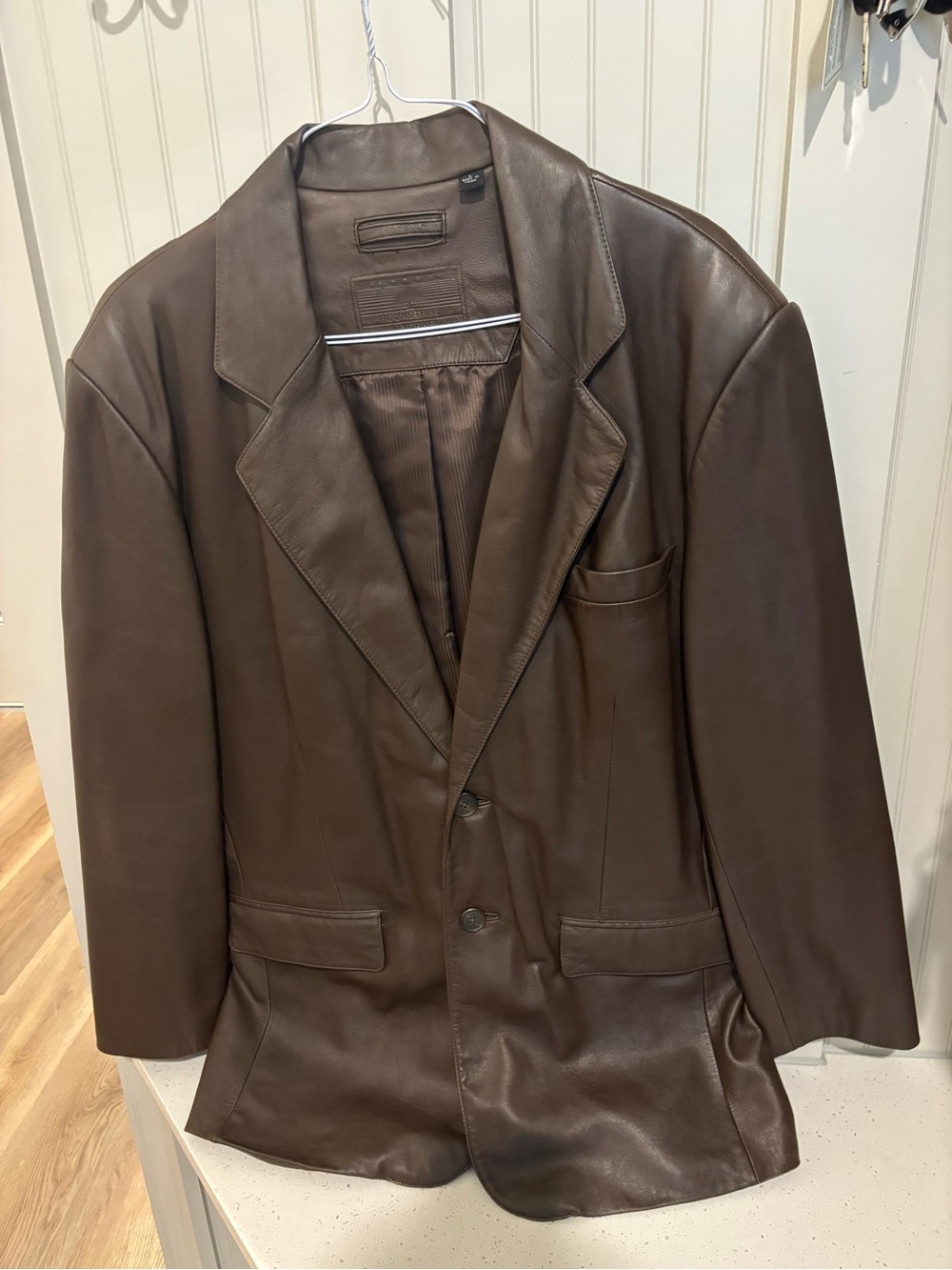 Brown Leather Blazer Jacket Roundtree & Yorke